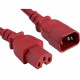 ENET C14 to C15 3ft Red Power Extension Cord 14 AWG 15A NEMA IEC-320 C14 to NEMA IEC-320 C15 Red 3&#39;&#39; - Lifetime Warranty C14C15-RD-3F-ENC