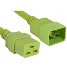 ENET C19 to C20 3ft Green Power Cord Extension 250V 12 AWG 20A NEMA IEC-320 C19 to IEC-320 C20 Green 3&#39;&#39; - Lifetime Warranty C19C20-GN-3F-ENC