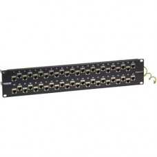 Black Box CAT6A Shielded Feed-Through Patch Panel, 48-Port, 2U - 48 Port(s) - 48 x RJ-45 - 2U High - 19" Wide - Rack-mountable - TAA Compliance C6AFP70S-48