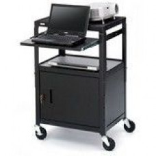 Bretford CA2642NSE Adjustable Height Multipurpose Cart with Cabinet - Steel, Steel, Steel - Black - TAA Compliance CA2642NSE