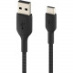 Belkin BOOST&uarr;CHARGE Braided USB-C to USB-A Cable - 6.56 ft USB/USB-C Data Transfer Cable for Smartphone, Power Bank - First End: 1 x Type C Male USB - Second End: 1 x Type A Male USB - Black CAB002BT2MBK