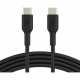 Belkin BOOST&uarr;CHARGE USB-C to USB-C Cable - 3.28 ft USB-C Data Transfer Cable - First End: 1 x Type C Male USB - Second End: 1 x Type C Male USB - Black CAB003BT1MBK