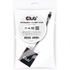 Club 3d Mini DisplayPort&trade; 1.2 to HDMI&trade; 2.0 UHD Active Adapter - 5.91" HDMI/Mini DisplayPort A/V Cable for Audio/Video Device, Gaming Computer, Notebook, TV, Monitor, Projector - First End: 1 x Mini DisplayPort Male Digital Audio/V