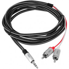 SIIG Woven Fabric Braided 3.5mm to RCA Stereo Cable (M/M) - 2M - 6.60 ft Mini-phone/RCA Audio Cable for Smartphone, Tablet, MP3 Player, Audio Device, Speaker, Stereo Receiver - First End: 1 x Mini-phone Male Stereo Audio - Second End: 2 x RCA Male Stereo 