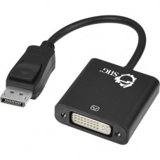 SIIG DisplayPort to DVI Adapter Converter - DisplayPort/DVI Video Cable for Video Device, Notebook - First End: 1 x DisplayPort Male Digital Audio/Video - Second End: 1 x DVI-D Female Digital Video - Black - 1 Pack - RoHS Compliance CB-DP0P11-S1