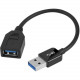 SIIG USB 3.0 A/M to A/F Extension Cable - 0.2M - 7.87" USB Data Transfer Cable for Hub, Camera, Digital Camera, Scanner, Printer, Flash Drive, Storage Device - First End: 1 x Type A Male USB - Second End: 1 x Type A Female USB - 640 MB/s - Extension 