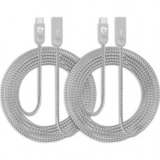SIIG Zinc Alloy USB-C to USB-A Charging & Sync Braided Cable - 6.6ft, 2-Pack - 6.60 ft USB Data Transfer Cable for Smartphone, Tablet, Notebook - First End: 1 x Type A Male USB - Second End: 1 x Type C Male USB - 480 Mbit/s - Nickel Plated Connector -