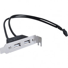 SIIG 2-Port USB 2.0 Low Profile Extension Bracket - 10.60" USB Data Transfer Cable for Motherboard, Desktop Computer - First End: 1 x 9-pin Male Header - Second End: 2 x 4-pin Type A Female USB - 480 Mbit/s - Extension Cable - Black CB-US0S11-S1