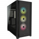 Corsair iCUE 5000X RGB Tempered Glass Mid-Tower ATX PC Smart Case - Black - Mid-tower - Black - Steel, Tempered Glass, Plastic - 6 x Bay - 3 x Fan(s) Installed - 0 - ATX Motherboard Supported - 10 x Fan(s) Supported - 2 x Internal 3.5" Bay - 4 x Inte