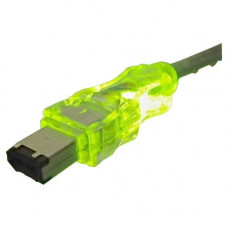 Qvs FireWire/i.Link 6Pin to 4Pin A/V Translucent Cable with LEDs - 6 ft FireWire Data Transfer Cable for Camcorder - First End: 1 x 6-pin Male FireWire - Second End: 1 x 4-pin Male FireWire - Shielding - Green, Translucent CC1394B-06GNL