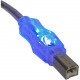 Qvs USB 2.0 480Mbps Type A Male to B Male Translucent Cable with LEDs - 3 ft USB Data Transfer Cable for Printer, Scanner, Storage Drive - First End: 1 x Type A Male USB - Second End: 1 x Type B Male USB - Shielding - Blue, Translucent CC2209C-03BLL