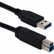 Qvs 3ft USB 3.0/3.1 Compliant 5Gbps Type A Male To B Male Black Cable - 3 ft USB Data Transfer Cable for Peripheral Device, Hub, Printer, Scanner, Storage Device, Computer - First End: 1 x Type A Male USB - Second End: 1 x Type B Male USB - 5 Gbit/s - Shi