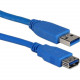 Qvs 10ft USB 3.0/3.1 5Gbps Type A Male to Female Extension Cable - 10 ft USB Data Transfer Cable - First End: 1 x Type A Male USB - Second End: 1 x Type A Female USB - 640 MB/s - Extension Cable - Shielding - Nickel Plated Connector - Blue CC2220C-10
