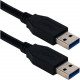 Qvs 3ft USB 3.0/3.1 Type A Male to Male 5Gbps Black Cable - 3 ft USB Data Transfer Cable for Computer - First End: 1 x Type A Male USB - Second End: 1 x Type A Male USB - 5 Gbit/s - Shielding - Black - 1 CC2229C-03BK