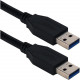 Qvs 10ft USB 3.0/3.1 Type A Male to Male 5Gbps Black Cable - 10 ft USB Data Transfer Cable for Computer - First End: 1 x Type A Male USB - Second End: 1 x Type A Male USB - 5 Gbit/s - Shielding - Black - 1 CC2229C-10BK