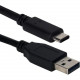 Qvs 1-Meter USB-C to USB-A 2.0 Sync & Charger Cable - USB for Hard Drive, Smartphone, Tablet, Computer - 60 MB/s - 3.28 ft - 1 x Type A Male USB - 1 x Type C Male USB - Black CC2231B-1M