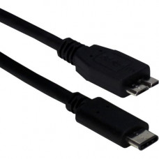 Qvs 1-Meter USB-C to Micro-USB 3.0 SuperSpeed 5Gbps 3Amp Cable - 3.28 ft USB Data Transfer/Power Cable for MacBook, Chromebook, Tablet, Hard Drive, Smartphone - First End: 1 x Type C Male USB - Second End: 1 x Male Micro USB - 640 MB/s - Black CC2233-1M