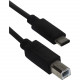 Qvs 2-Meter USB-C to USB-B 3Amp Data Cable - 6.56 ft USB Data Transfer/Power Cable for MacBook, Chromebook, Printer, Scanner, Hub, Storage Device - First End: 1 x Type C Male USB - Second End: 1 x Type B Male Mini USB - 60 MB/s - Black CC2235-2M