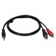 Qvs 3.5mm Mini-Stereo Male to Two RCA Male Speaker Cable - 3 ft Mini-phone/RCA Audio Cable for Audio Device, Speaker - First End: 1 x Mini-phone Male Audio - Second End: 2 x RCA Male Audio - Shielding - Nickel Plated Connector - Black, Red CC399-03
