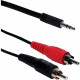 Qvs 12ft 3.5mm Mini-Stereo Male to Dual-RCA Male Speaker Cable - 12 ft Mini-phone/RCA Audio Cable for Speaker, Audio Device - First End: 1 x Mini-phone Male Stereo Audio - Second End: 2 x RCA Male Audio - Black - 1 Pack CC399-12