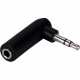 Qvs 3.5mm Mini-Stereo Male to Female Right Angle Audio Adaptor - 1 x Mini-phone Male Stereo Audio - 1 x Mini-phone Female Stereo Audio - Black CC400-MFA