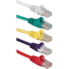 Qvs Cat.5e Patch Network Cable - 3 ft Category 5e Network Cable for Network Device, Patch Panel, Hub, Router, Gaming Console - First End: 1 x RJ-45 Male Network - Second End: 1 x RJ-45 Male Network - Patch Cable - White, Red, Green, Yellow, Purple - 5 Pac