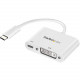 Startech.Com USB-C to DVI Adapter with Power Delivery (USB PD) - USB Type C Adapter - 1920 x 1200 - White - Use this USB Type C adapter to output DVI video and charge your laptop using a single USB C port - USB display adapter - USB-C dongle - USB-C to DV