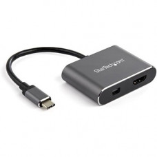 Startech.Com USB C Multiport Video Adapter - 4K 60Hz USB-C to HDMI 2.0 or Mini DisplayPort 1.2 Monitor Display Adapter - HBR2 HDR - 2-in-1 USB-C multiport video adapter 4K 60Hz Mini DisplayPort 1.2 or HDMI 2.0 - USB C to HDMI (HDR)/mDP 1.2 (HBR2) - HDCP 2