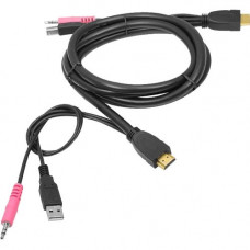SIIG USB HDMI KVM Cable with Audio & Mic - 1 Pack - 1 x HDMI Male Digital Audio/Video, 1 x Type A Male USB, 1 x Mini-phone Male Audio - 1 x HDMI Male Digital Audio/Video, 1 x Type B Male USB, 1 x Mini-phone Male Audio - RoHS, TAA Compliance CE-KV0211-