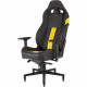 Corsair T2 ROAD WARRIOR Gaming Chair - Black/Yellow - For Game, Office, Desk - PU Leather, Steel - Black, Yellow CF-9010010-WW
