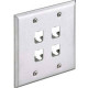 Panduit  PanNet CFP4S-2GY Faceplate - 4 x Socket(s) - 2-gang - Stainless Steel CFP4S-2GY