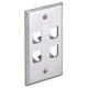 Panduit Mini-Com 4 Sockets Single Gang Faceplate - 4 x Total Number of Socket(s) - 1-gang - Stainless Steel CFP4SY