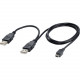 SYBA Multimedia Double Strength USB Y Cable Combines Two Type-A Ports into a Mini-b 5-Pin, Black - 3 ft USB Data Transfer/Power Cable for Hard Drive - First End: 2 x Type A Male USB - Second End: 1 x Type B Male Mini USB - Black CL-CAB20042