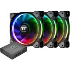 Thermaltake Riing Plus 14 RGB Radiator Fan TT Premium Edition - 3 x 140 mm - 1400 rpm - 3 x 63.2 CFM - 27.2 dB(A) Noise - Hydraulic Bearing - 9-pin USB 2.0 - RGB LED - Rubber - 4.6 Year Life CL-F056-PL14SW-A