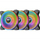 Thermaltake Riing Quad 14 RGB Cooling Fan - 3 Pack - 5.51" Maximum Fan Diameter - 450.1 gal/min Maximum Airflow - 26.1 dB(A) Noise - Liquid Cooler Cooler - Hydraulic Bearing - USB 2.0 Connectors (9 Pin) - RGB LED - Rubber - 4.6 Year Life CL-F089-PL14