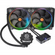 Thermaltake Water 3.0 Riing RGB 280 - 2 x 140 mm - 1500 rpm - 2 x 40.6 CFM - 26.4 dB(A) Noise - Liquid Cooler - Hydraulic Bearing - 5-pin PWM - Socket R LGA-2011, Socket LGA 2011-v3, Socket B LGA-1366, Socket H LGA-1156, Socket H2 LGA-1155, Socket H4 LGA-