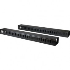 Startech.Com Vertical Cable Organizer with Finger Ducts - Vertical Cable Management Panel - Rack-Mount Cable Raceway - 0U - 6 ft. - Duct Panel - Black - 2 Pack - 20U Rack Height - Steel, Plastic - TAA Compliant CMVER40UF