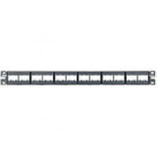 Panduit Mini-Com 24 Port Modular Patch Panel - 24 x RJ-45 - 24 Port(s) - 24 x RJ-45 - 24 x RJ-11 - 19" Wide - Rack-mountable - TAA Compliance CPP24WBLY