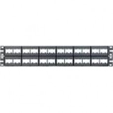 Panduit CPP48WBLY Modular Patch Panel - 48 Port(s) - 2U High - Black - 19" Wide - Rack-mountable - TAA Compliance CPP48WBLY