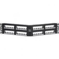Panduit Angled 48-Port Flush Mount Patch Panel, 6 Pack - 48 Port(s) - 1U High - Black - 19" Wide - Flush Mount - TAA Compliance CPPA48FM6BL