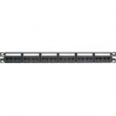 Panduit CPPKL6ATG24WBL Network Patch Panel - 24 Port(s) - 24 x RJ-45 - 1U High - Black - 19" Wide - Rack-mountable - TAA Compliance CPPKL6ATG24WBL