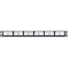 Panduit Mini-Com 24 Port Modular Patch Panel - 24 x RJ-45 - 24 Port(s) - 24 x RJ-45 - 24 x RJ-11 - 19" Wide - Rack-mountable - TAA Compliance CPPL24WBLY