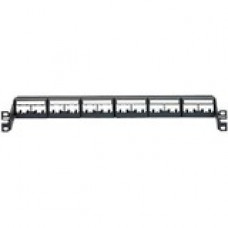 Panduit Modular Patch Panel - 24 Port(s) - 1U High - Black - Rail Mountable - TAA Compliance CPPL24WRBLY