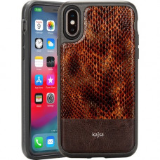 Rocstor Snake Kajsa iPhone X/iPhone Xs Case - For iPhone X, iPhone Xs - Brown - Shock Absorbing - Genuine Leather, Polycarbonate, Thermoplastic Polyurethane (TPU) - 48" Drop Height CS0004-XXS