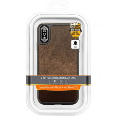 Rocstor Retro Kajsa Case - For Apple iPhone Xs, iPhone X - Light Brown, Brown - Drop Resistant - Genuine Leather, Polycarbonate, Thermoplastic Polyurethane (TPU) - 48" Drop Height CS0067-XXS