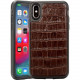 Rocstor Croc-Effect Kajsa iPhone X/iPhone Xs Case - For iPhone X, iPhone Xs - Crocodile - Brown - Genuine Leather, Polycarbonate, Thermoplastic Polyurethane (TPU) - 48" Drop Height CS0087-XXS
