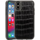 Rocstor Croc-Effect Kajsa iPhone X/iPhone Xs Case - For iPhone X, iPhone Xs - Crocodile - Black - Genuine Leather, Polycarbonate, Thermoplastic Polyurethane (TPU) - 48" Drop Height CS0088-XXS
