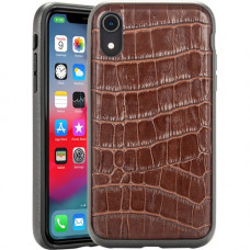 Rocstor Croc-Effect Kajsa iPhone XR Case - For iPhone XR - Crocodile - Brown - Genuine Leather, Polycarbonate, Thermoplastic Polyurethane (TPU) - 48" Drop Height CS0090-XR