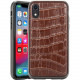 Rocstor Croc-Effect Kajsa iPhone XR Case - For iPhone XR - Crocodile - Brown - Genuine Leather, Polycarbonate, Thermoplastic Polyurethane (TPU) - 48" Drop Height CS0090-XR