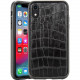 Rocstor Croc-Effect Kajsa iPhone XR Case - For iPhone XR - Crocodile - Black - Genuine Leather, Polycarbonate, Thermoplastic Polyurethane (TPU) - 48" Drop Height CS0091-XR